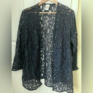 Elegant Navy Lace Cardigan